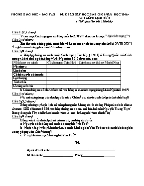 Đề và đáp án thi chọn học sinh giỏi Lịch sử lớp 8 - Đề số 1 - Phòng GD & ĐT Thủy Nguyên